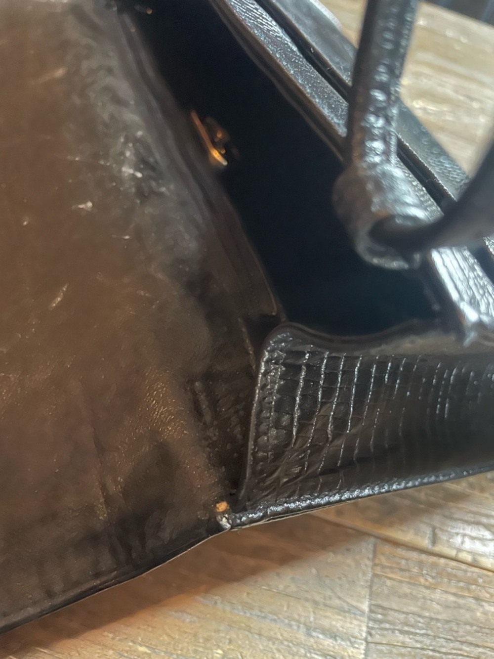 Vintage Austin Designs Reptile Skin Embossed Leather Shoulder Bag - Picture 8 of 15